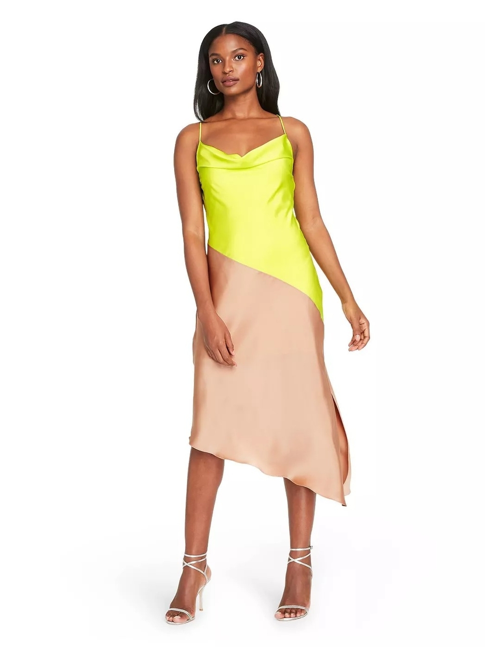 Cushnie x Target Neon Lime & Blush Satin Slip Dress